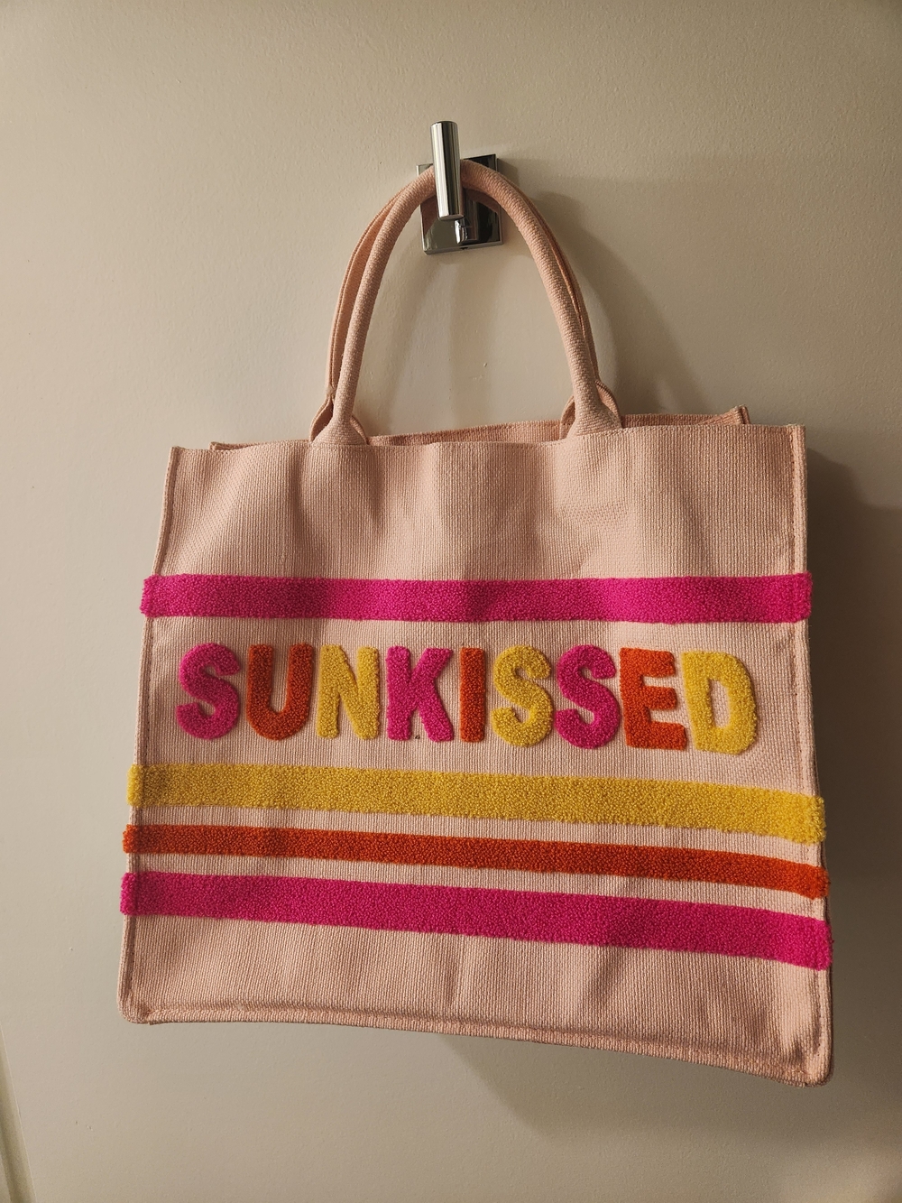 Sunkissed Pink Canvas Tote Bag - Bright Lettering